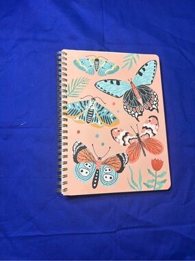 New Butterfly Spiral Notebook in Peach and Teal 100 Page